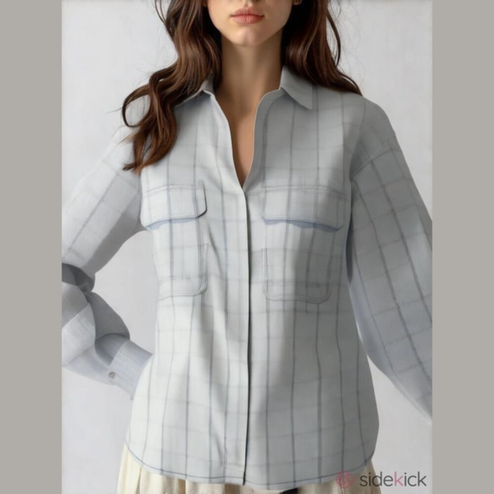 Babaton Graydon Gray Plaid Button-Up Shacket